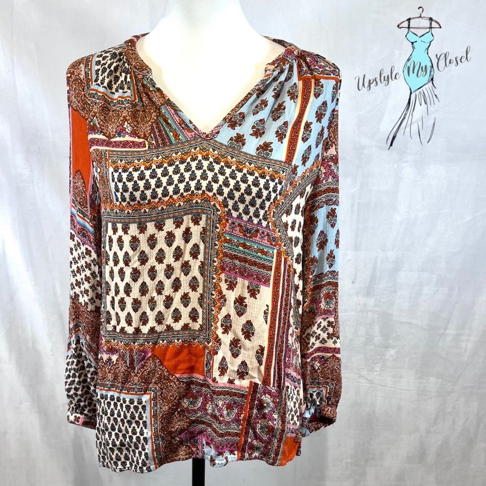 Christian Siriano long sleeve boho peasant top size medium